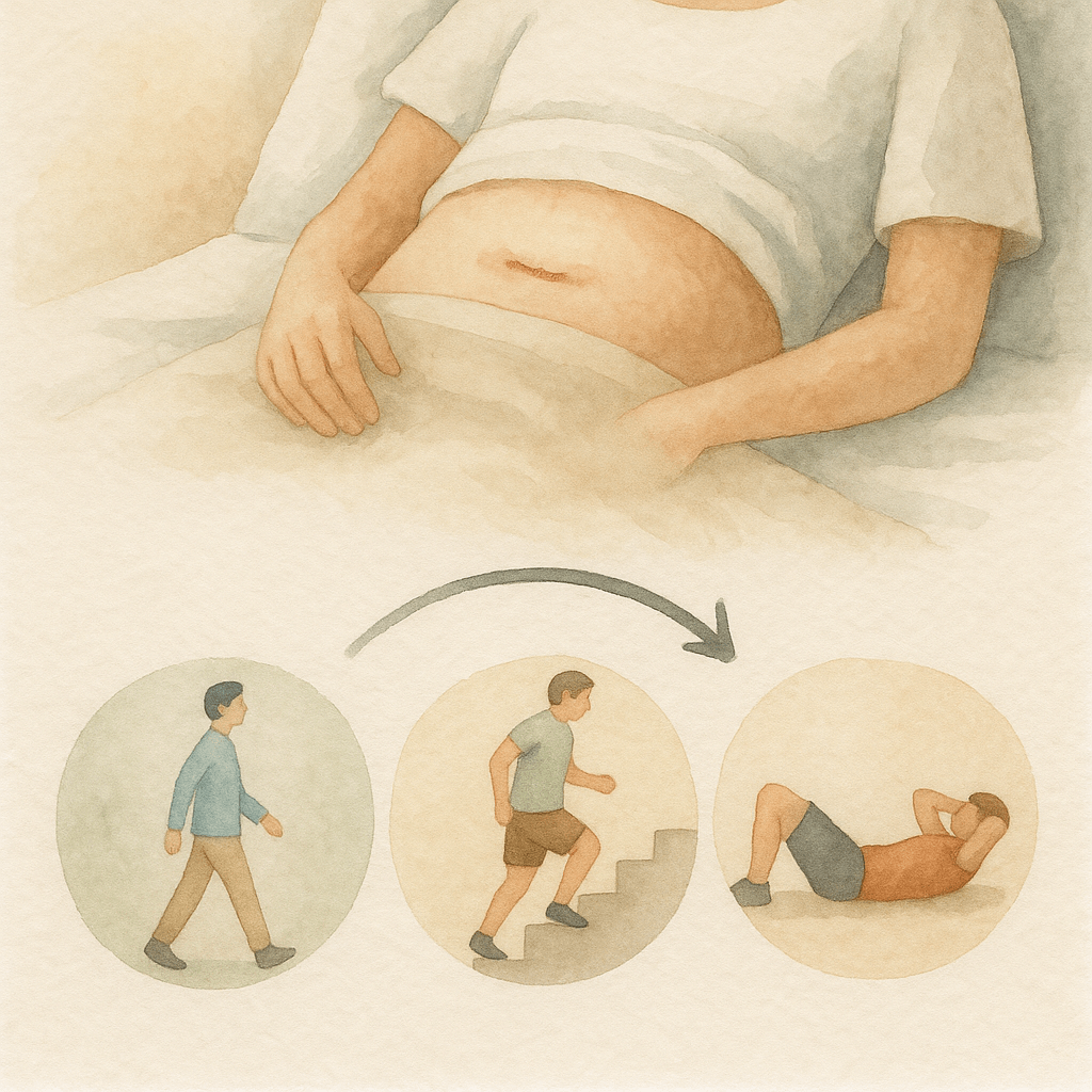 맹장 수술 후 운동 언제부터 가능할까? 걷기·계단·복근 운동 시작 시기