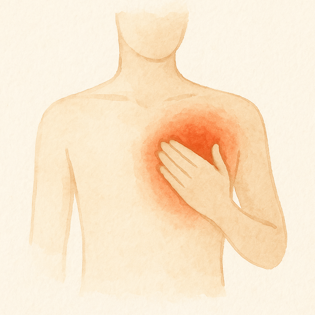 오른쪽 윗가슴 통증 원인 6가지 찌릿 콕콕 증상별로 병원 어디 가야 할까?
