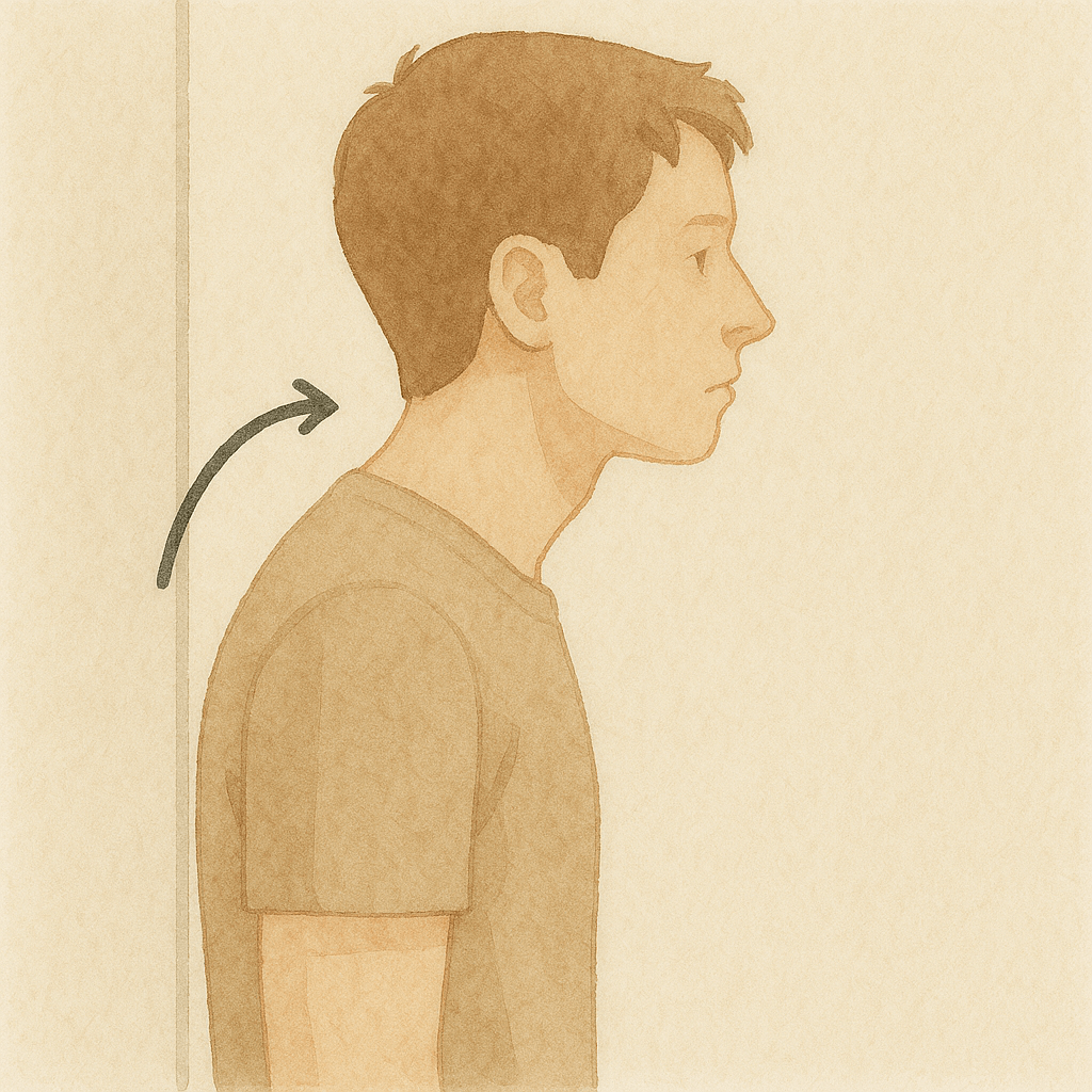 일자목 스스로 확인 방법 벽에 기대서 1분 체크