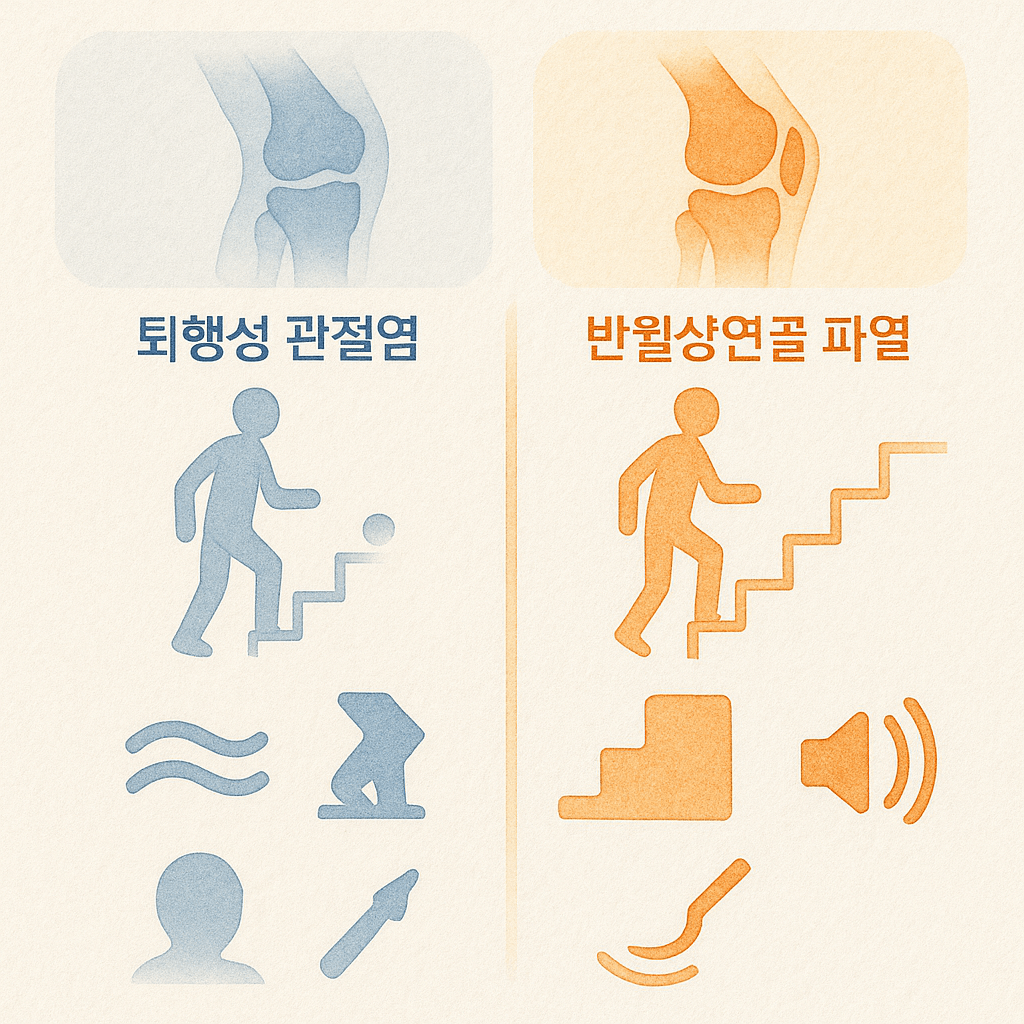 퇴행성 관절염 반월상연골 파열 차이