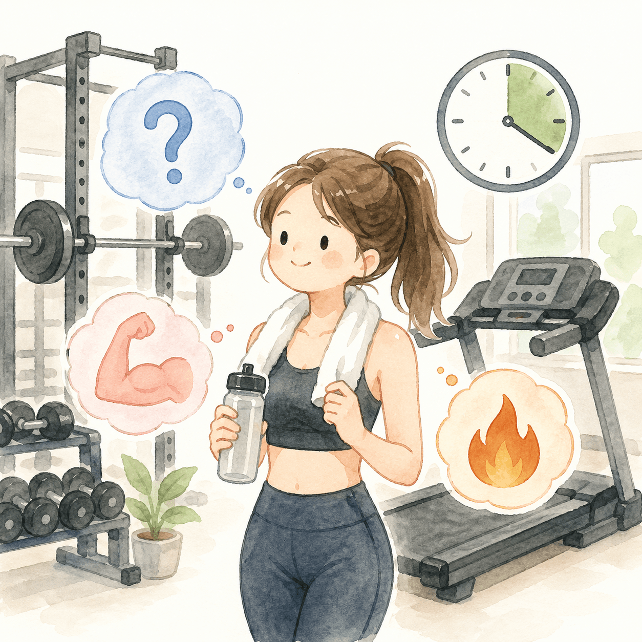 웨이트 운동 후 트레드밀에서 빠른 걷기를 하는 사람