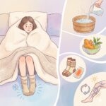 발이 차가운 이유와 수족냉증 자가 치료 방법을 설명하는 이미지