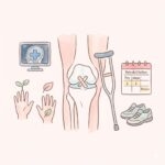 무릎 수술 전 상담을 받는 환자와 의료진의 모습, 십자인대 재건술 수술 전 확인사항 5가지 안내 이미지