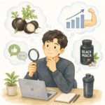 블랙마카 분말과 캡슐 제품을 비교하는 이미지