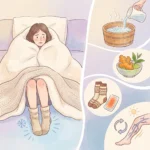 발이 차가운 이유와 수족냉증 자가 치료 방법을 설명하는 이미지