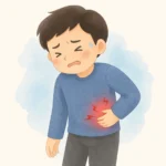 옆구리를 손으로 감싸 쥔 채 통증을 호소하는 성인 남성, 요로결석 증상을 표현한 이미지