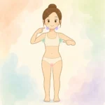 귀여운 단순 플랫 카툰 인물이 목 겨드랑이 사타구니의 림프절 위치를 가리키는 장면
