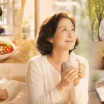 갱년기 증상 완화를 위해 걷기와 근력 운동을 실천하는 중년 여성