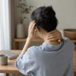 긴장성 두통과 경추성 두통으로 머리와 목의 불편함을 느끼는 사람