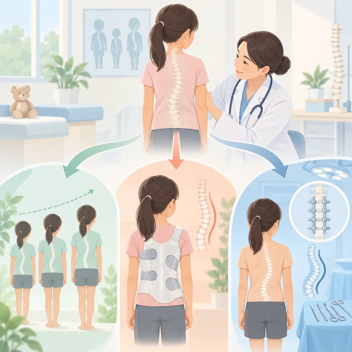 소아 척추측만증 명의 경과 관찰·보조기·수술, 치료 선택지를 나누는 기준