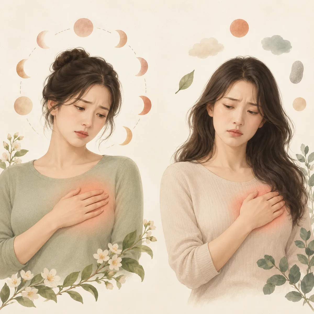 가임기 유방통증 주기성 통증과 주기와 무관한 통증은 무엇이 다른가
