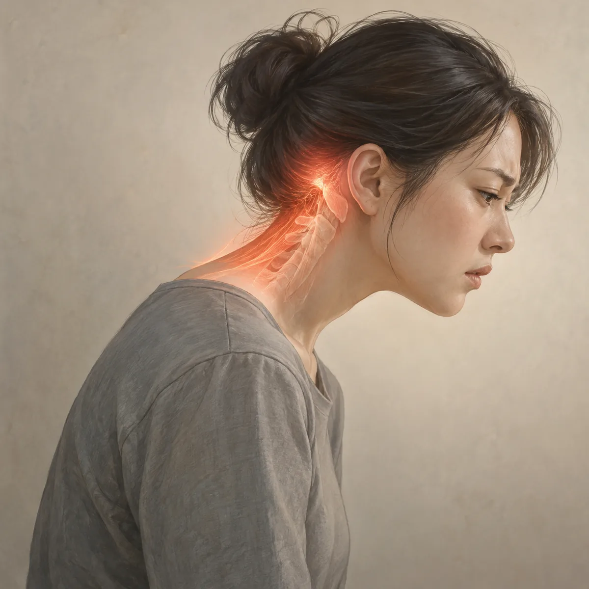거북목 두통 목이 앞으로 나올 때 뒷목에 생기는 부담