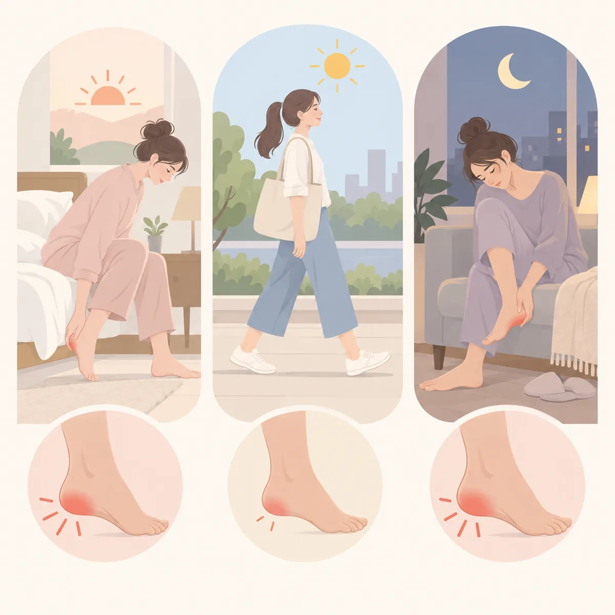 족저근막염 증상 하루 중 통증이 오르내리는 패턴