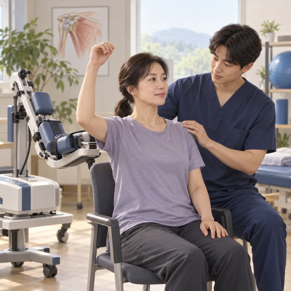 어깨회전근개파열수술후재활기간 수동 관절운동기에서 능동 운동으로 넘어갈 때 확인하는 기준